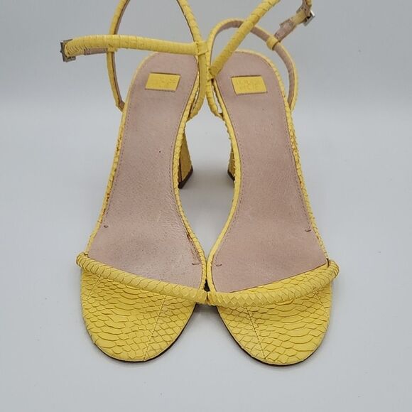 Louise Et Cie Heels Yellow Snakeskin Isandro Open Toe Sandals Women's Size 11 - Picture 6 of 7